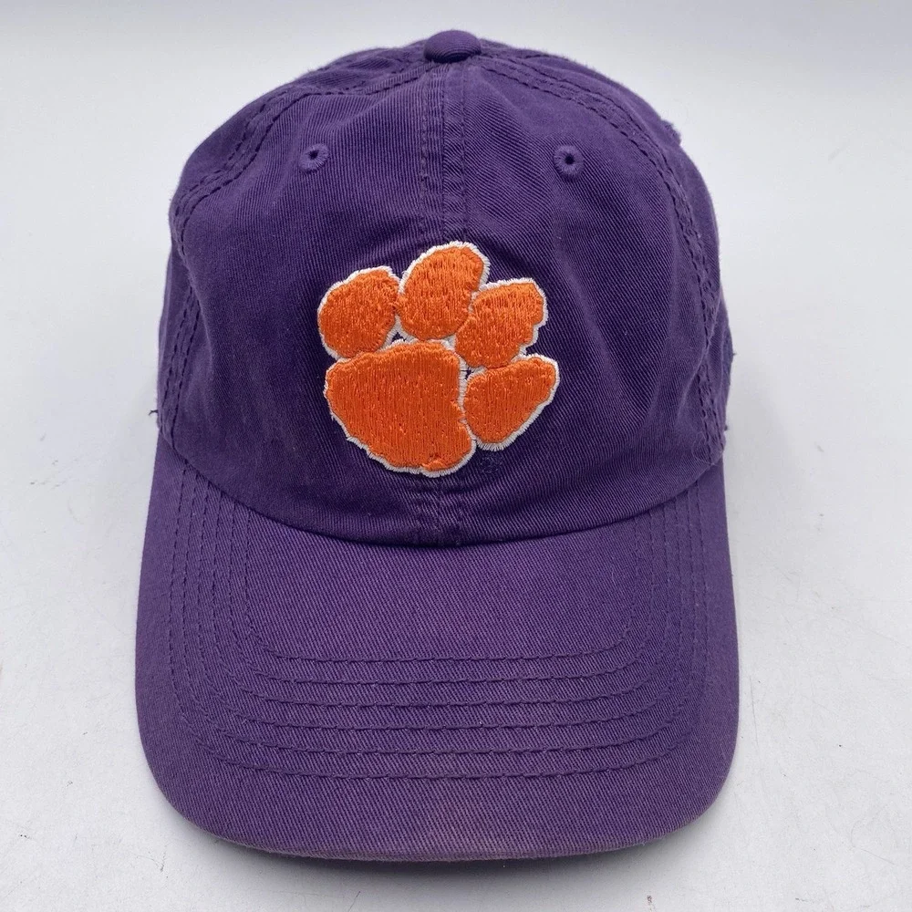 Clemson Tigers Hat Paw Purple Cotton Clean Up Strapback Top Of World Slouch Dad